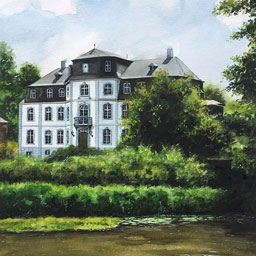 “Schloss Türnich“, Aquarell, ca. 48x30 cm