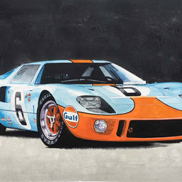 “Ford GT 40 II“, Aquarell, ca. 48x30 cm