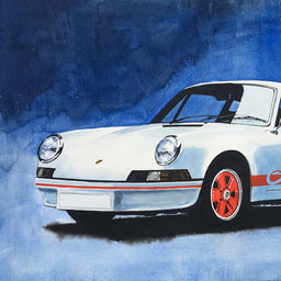 “Porsche 911 RS“, Aquarell, ca. 48x30 cm