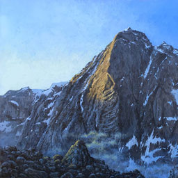 “Morgenlicht am Piz Cengalo“, Acryl, ca. 70x46 cm