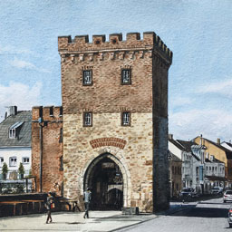 “Bonner Tor, Erftstadt“, Aquarell, ca. 31x21 cm