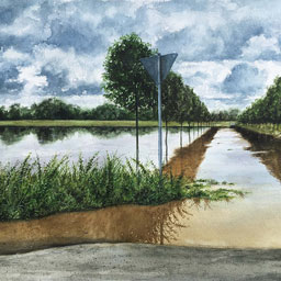 “An der Erft, 15. Juli 2021“, Aquarell, ca. 48x30 cm